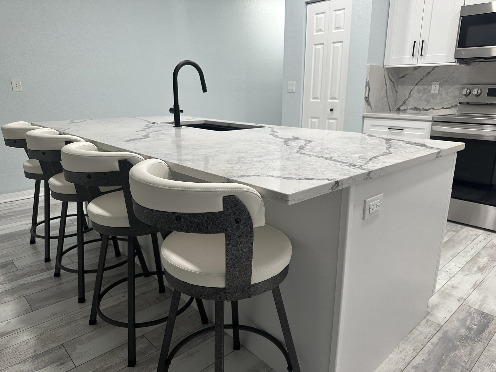 White kitchen cabinets with island Pinellas County